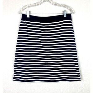 Talbots NWT A-Line Knit Skirt Size Petite MP Blue White Striped Knee Length